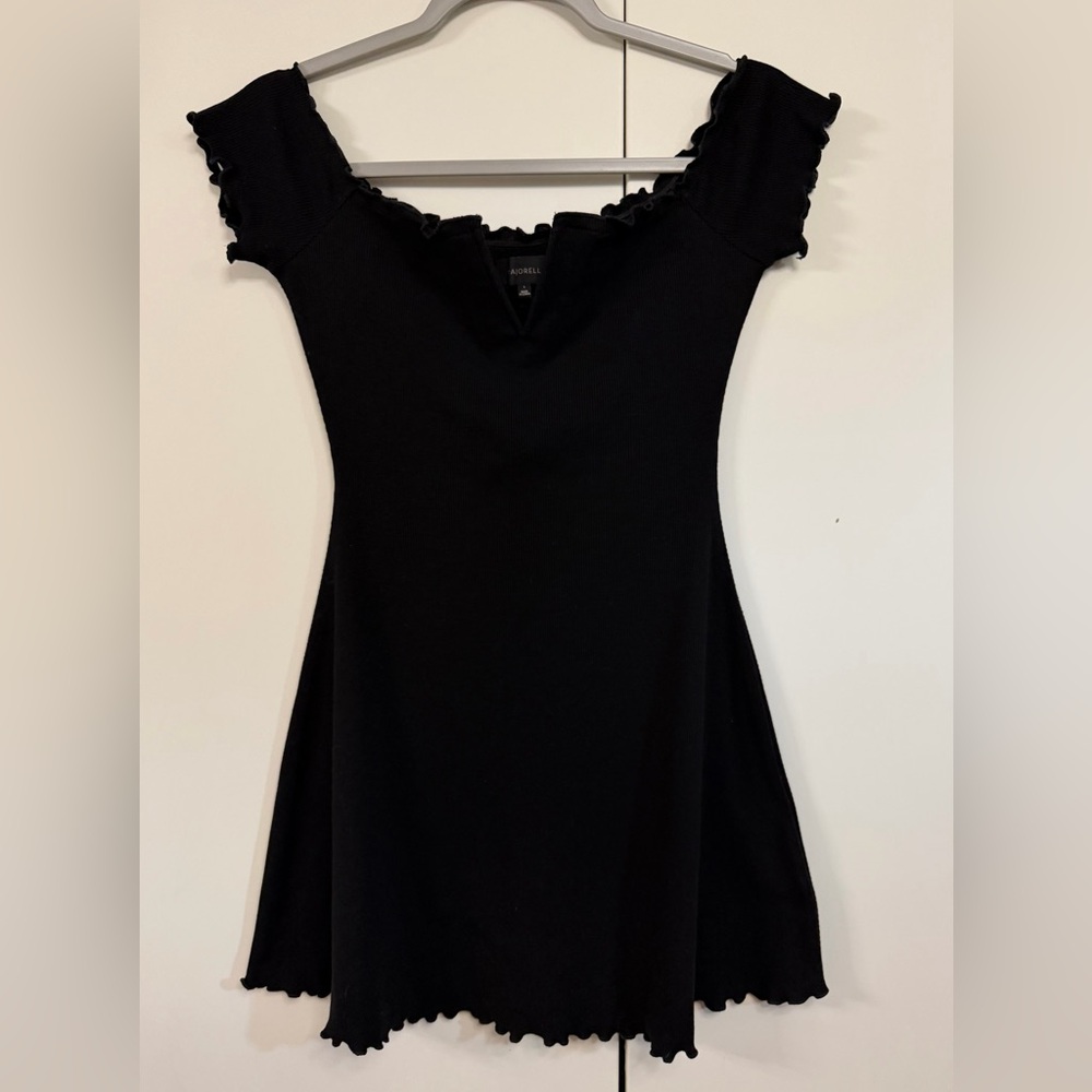MAJORELLE Black Ribbed Ruffle-Trim Mini Dress - Picture 3 of 6